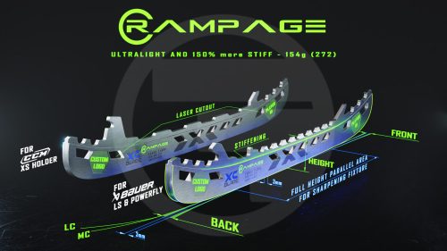 Customized RAMPAGE 215 XCBlade skate blade for CCM Skates