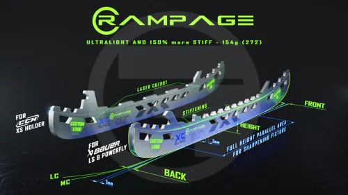 280 RAMPAGE CCMXS Large Curve Steel Colored Skate Blade